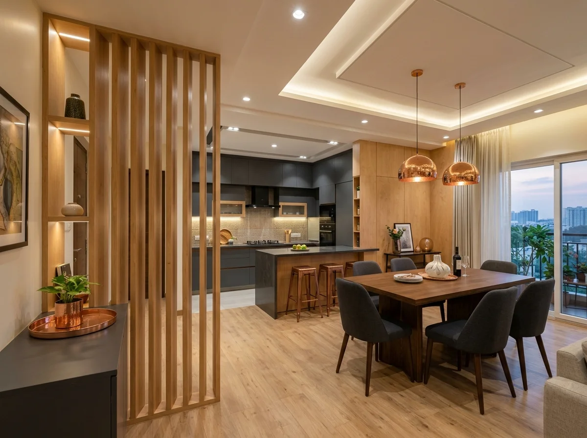 Complete home interior with custom plywood woodwork Bangalore